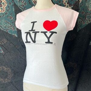Light pink I Love New York raglan baby tee